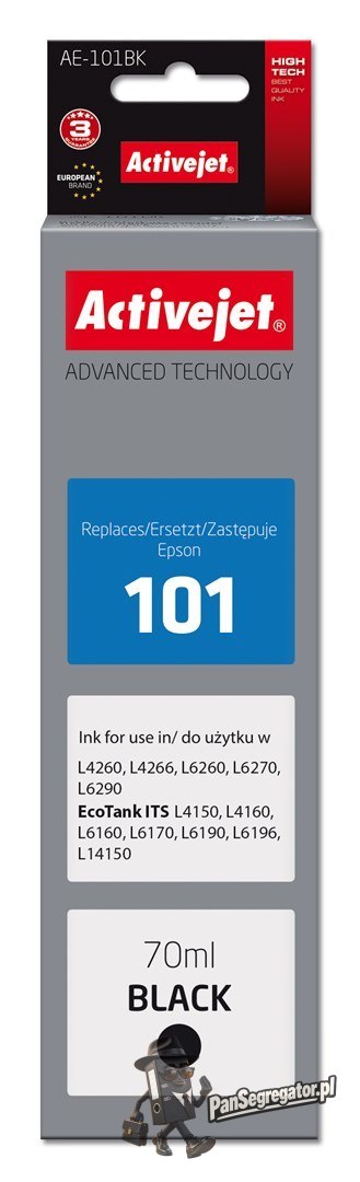 Activejet AE-101BK Buteleczka z tuszem z atramentem (zamiennik Epson 101; Supreme; 70 ml; czarny)