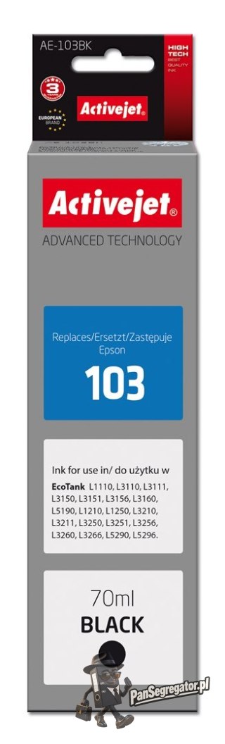 Activejet AE-103Bk Buteleczka z tuszem z atramentem (zamiennik Epson 103 C13T00S14A; Supreme; 70 ml; 4500, czarny).