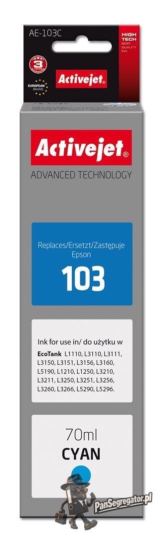 Activejet AE-103C Buteleczka z tuszem z atramentem (zamiennik Epson 103 C13T00S24A; Supreme; 70 ml; niebieski)