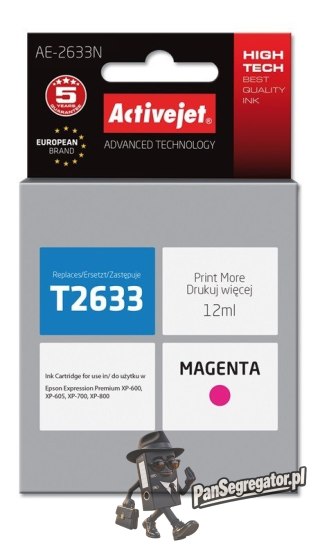 Activejet AE-2633N Tusz (zamiennik Epson 26 T2633; Supreme; 12 ml; czerwony)