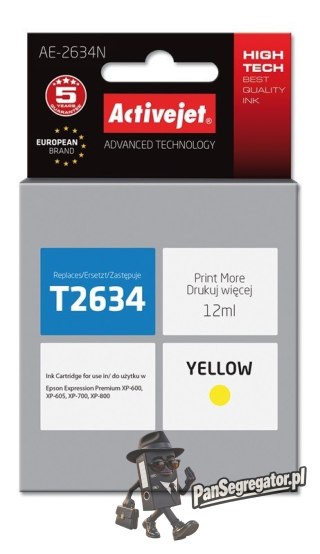 Activejet AE-2634N Tusz (zamiennik Epson 26 T2634; Supreme; 12 ml; żółty)