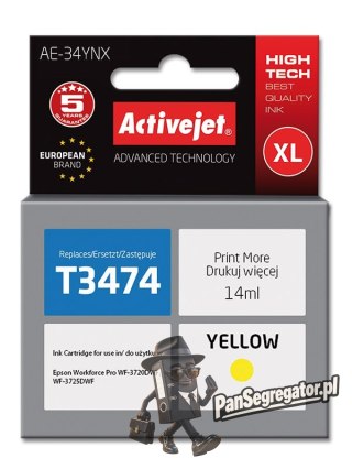Activejet AE-34YNX Tusz (zamiennik Epson 34XL T3474; Supreme; 14 ml; żółty)
