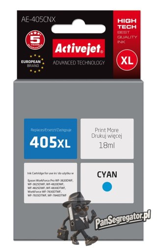 Activejet AE-405CNX Tusz (zamiennik Epson 405XL C13T05H24010; Supreme; 18ml; niebieski)