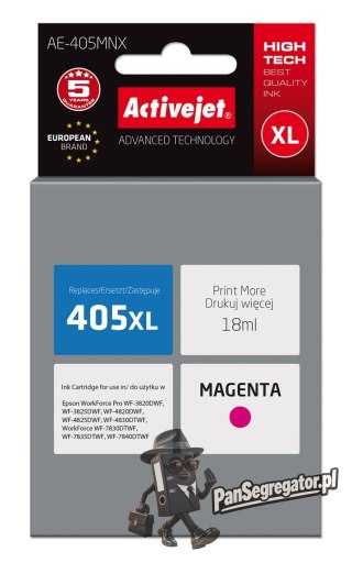Activejet AE-405MNX Tusz (zamiennik Epson 405XL C13T05H34010; Supreme; 18ml; czerwony)