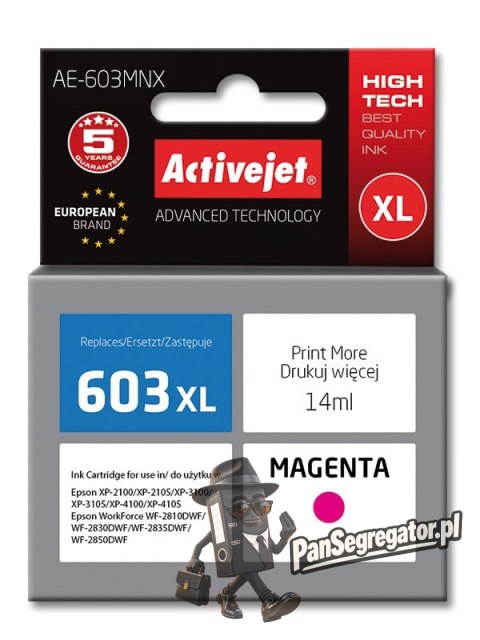 Activejet AE-603MNX Tusz (zamiennik Epson 603XL T03A34; Supreme; 14 ml; czerwony)