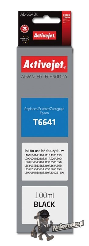 Activejet AE-664Bk Buteleczka z tuszem z atramentem (zamiennik Epson T6641; Supreme; 100 ml; czarny)