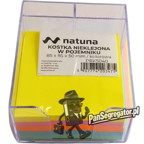 Bloczek nieklejony 85x85x50mm kolorowy + pojemnik NATUNA