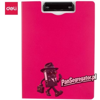 Deska z klipem pionowa A4 zamykana PP RIO różowa EF75002 PINK DELI