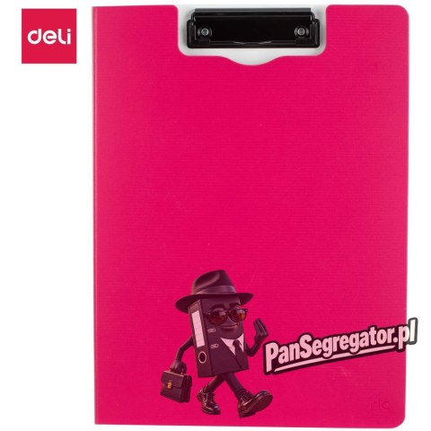 Deska z klipem pionowa A4 zamykana PP RIO różowa EF75002 PINK DELI