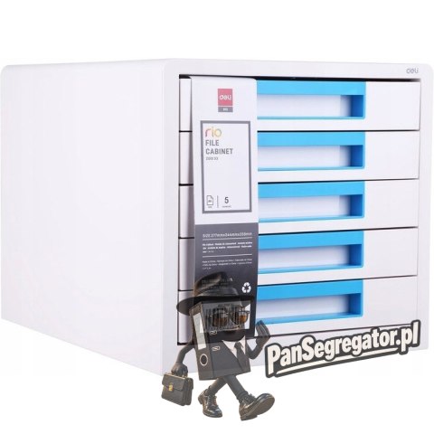 Pojemnik z 5 szufladami RIO biało-niebieski Z01033 DELI
