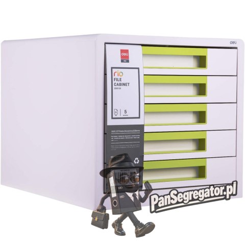 Pojemnik z 5 szufladami RIO biało-zielony Z01053 DELI