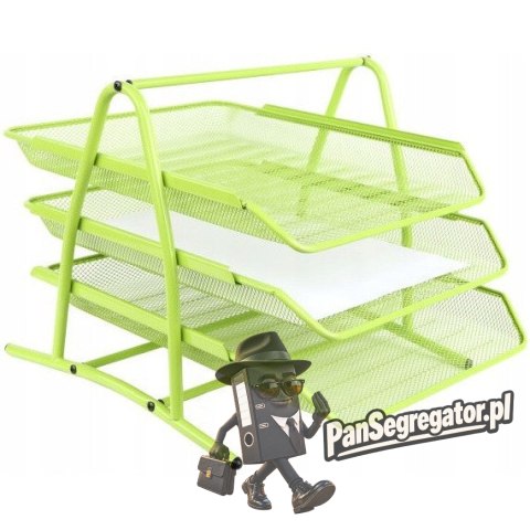 Półka na dokumenty NATUNA A4 siatka limonkowa (3szt) 350x300x275mm