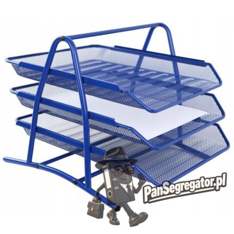 Półka na dokumenty NATUNA A4 siatka niebieska (3szt) 350x300x275mm