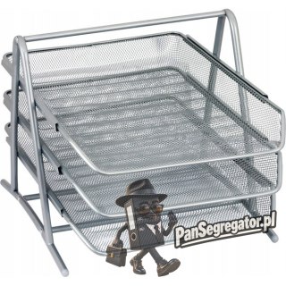 Półka na dokumenty NATUNA A4 siatka srebrna (3szt) 350x300x275mm