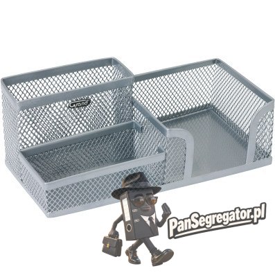 Przybornik na biurko GRAND metalowy srebrny GR-093S 120-1335