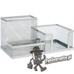 Przybornik na biurko NATUNA siatka srebrny 204x104x100mm (3A)