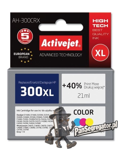 Activejet AH-300CRX Tusz (zamiennik HP 300XL CC644EE; Premium; 21 ml; kolor)