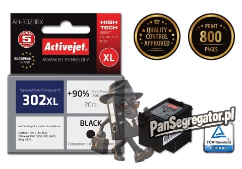 Activejet AH-302BRX Tusz (zamiennik HP 302XL F6U68AE; Premium; 20 ml; czarny)