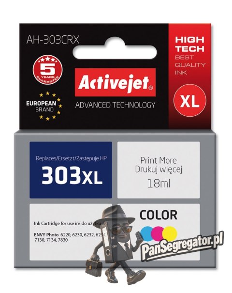 Activejet AH-303CRX Tusz (zamiennik HP 303XL T6N03AE; Premium; 18ml; kolor)
