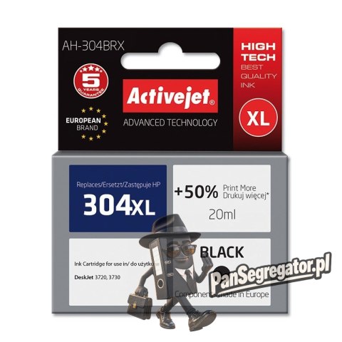 Activejet AH-304BRX Tusz (zamiennik HP 304XL N9K08AE; Premium; 20 ml; czarny)