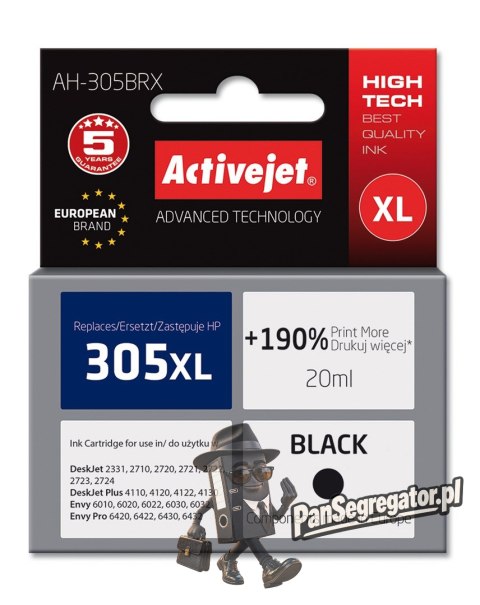 Activejet AH-305BRX Tusz (zamiennik HP 305 XL 3YM62AE; Premium; 20 ml; czarny)
