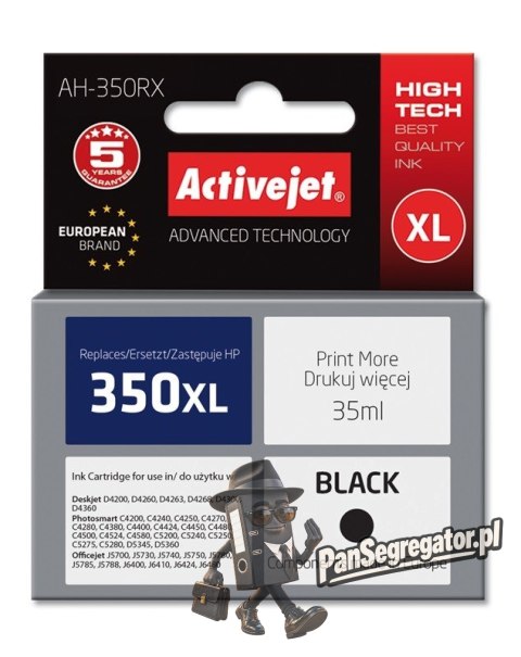 Activejet AH-350RX Tusz (zamiennik HP 350XL CB336EE; Premium; 35 ml; czarny)