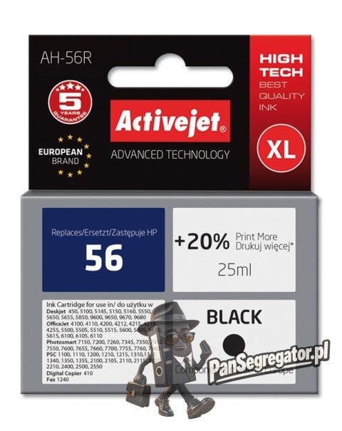 Activejet AH-56R Tusz (zamiennik HP 56 C6656A; Premium; 25 ml; czarny)
