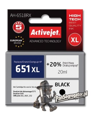 Activejet AH-651BRX Tusz (zamiennik HP 651 C2P10AE; Premium; 20 ml; czarny)