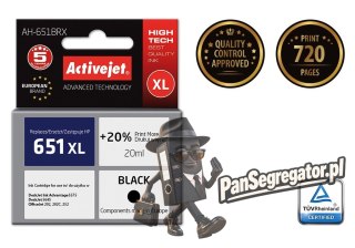 Activejet AH-651BRX Tusz (zamiennik HP 651 C2P10AE; Premium; 20 ml; czarny)