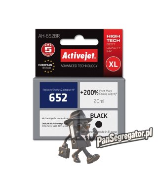 Activejet AH-652BR Tusz (zamiennik HP 652 F6V25AE; Premium; 20 ml; czarny)
