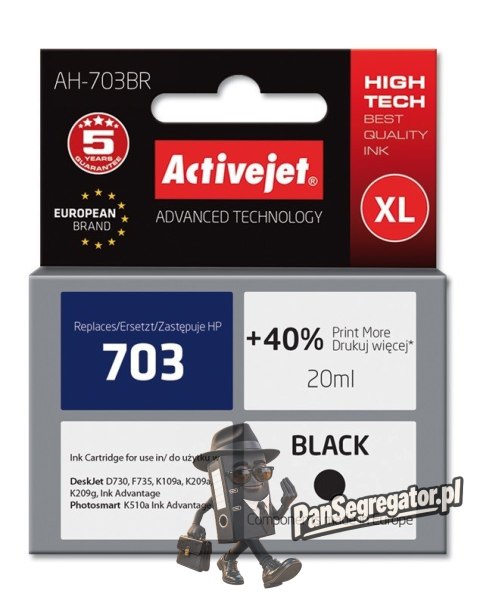 Activejet AH-703BR Tusz (zamiennik HP 703 CD887AE; Premium; 20 ml; czarny)