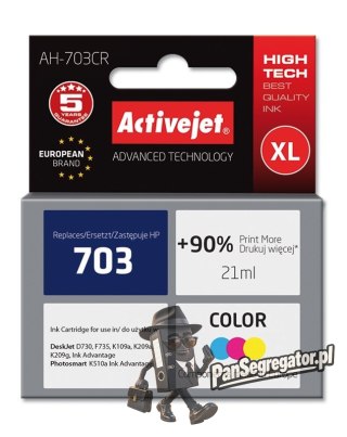 Activejet AH-703CR Tusz (zamiennik HP 703 CD888AE; Premium; 21 ml; kolor)
