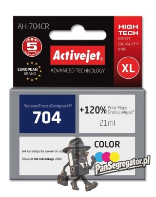 Activejet AH-704CR Tusz (zamiennik HP 704 CN693AE; Premium; 21 ml; kolor)