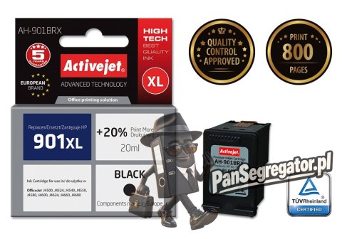 Activejet AH-901BRX Tusz (zamiennik HP 901XL CC654AE; Premium; 20 ml; czarny)