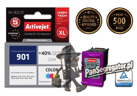 Activejet AH-901CR Tusz (zamiennik HP 901 CC656AE; Premium; 21 ml; kolor)