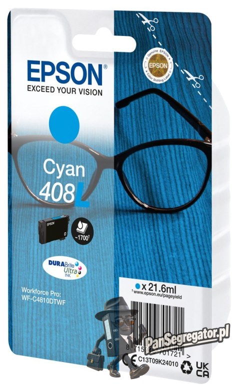 Epson 408L DURABrite Ultra nabój z tuszem 1 szt. Oryginalny Wysoka (XL) wydajność Cyjan