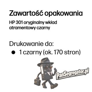 HP 301 oryginalny wkład atramentowy czarny