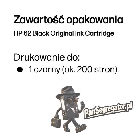 HP 62 oryginalny wkład atramentowy czarny