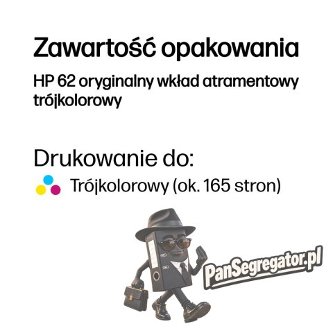 HP 62 oryginalny wkład atramentowy trójkolorowy