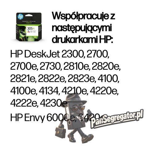 HP Oryginalny trójkolorowy wkład atramentowy o dużej wydajności 305XL