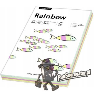 Papier ksero A4 80g RAINBOW mix pastelowy 100ark 88043187