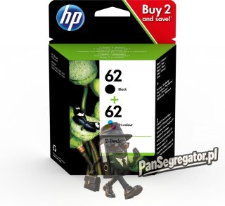 Tusz HP zestaw HP 62, HP62=N9J71AE, zawiera czarny i kolor, C2P204A+C2P206AE