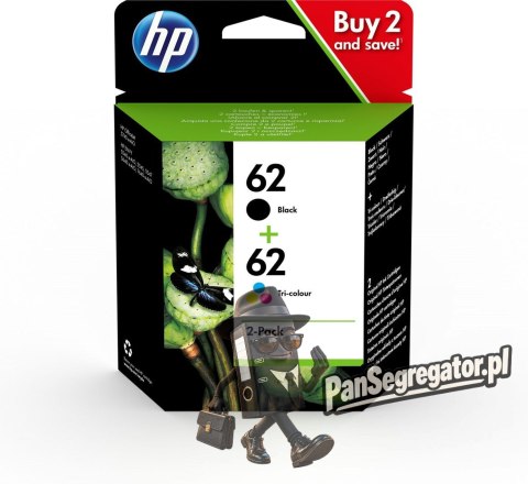 Tusz HP zestaw HP 62, HP62=N9J71AE, zawiera czarny i kolor, C2P204A+C2P206AE