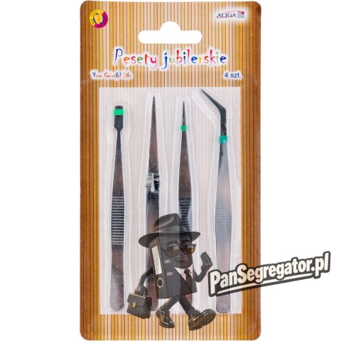 Zestaw pęset jubilerskich 119mm 4szt. SJ-9776 ALIGA