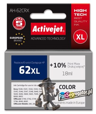 Activejet AH-62CRX Tusz (zamiennik HP 62XL C2P07AE; Premium; 18 ml; kolor)