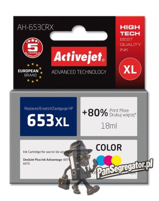 Activejet AH-653CRX Tusz (zamiennik HP 653XL 3YM74AE; Premium; 320 stron; 18 ml, Kolorowy)