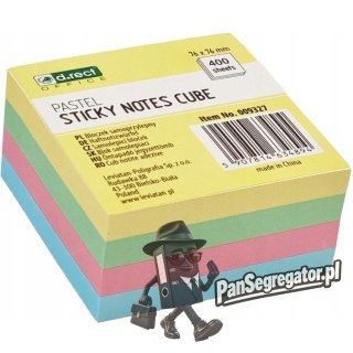 Bloczek samoprzylepny 75x75mm 400k pastelowy 009327 D.RECT