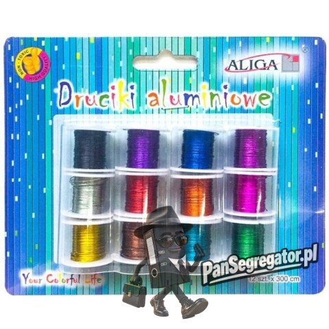 Druciki aluminiowe na szpulkach DA-3687 0.3mm x 3m 12kol. ALIGA