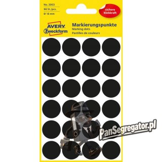 Etykiety ZF Q18mm czarne kółka 3003 AVERY ZWECKFORM