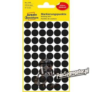 Etykiety kółka Q12mm trwałe czarne 3140 AVERY ZWECKFORM